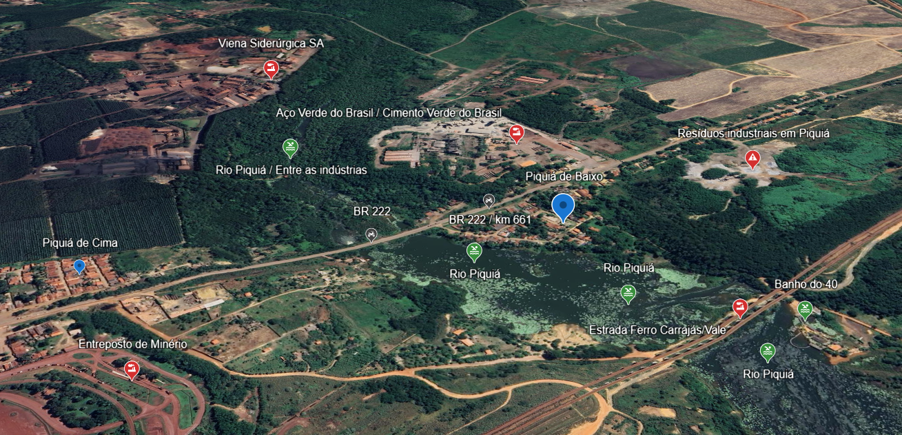 Vista aérea dos arredores de Piquiá de Baixo